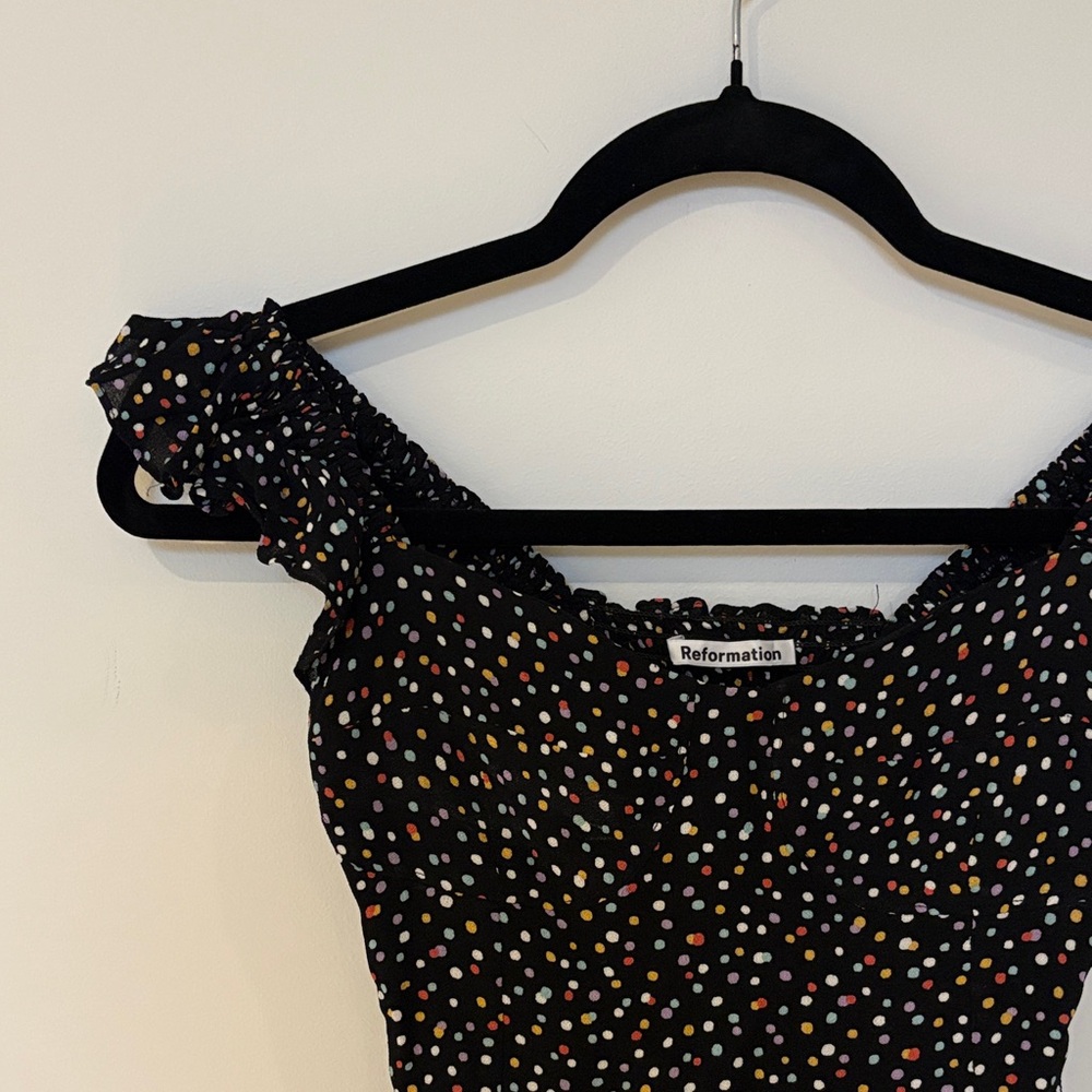 Reformation Black Top with Multicolor Dots